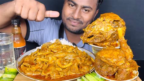 Asmreating Oily Mutton Boti Curry Big Goat Head Curry Spicy Mutton