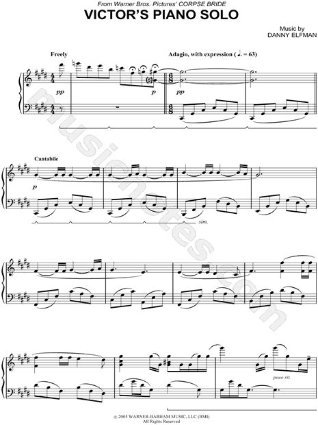 Victor S Piano Solo From Corpse Bride Sheet Music Piano Solo In