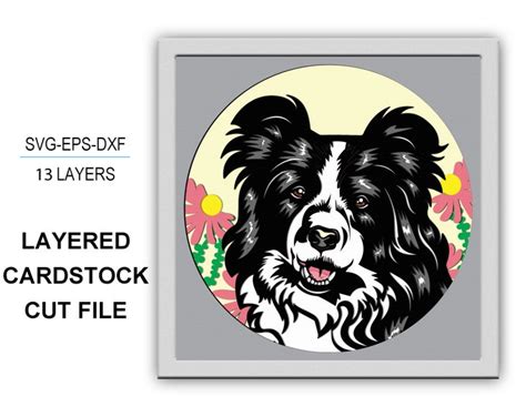 3d Border Collie Box Dog Shadow Box Svg Layered Svg Light Box Border