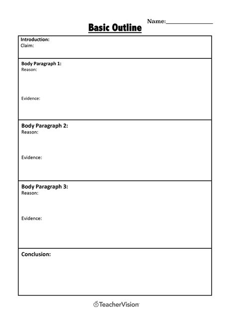 Argumentative Essay Outline Worksheet – E Street Light