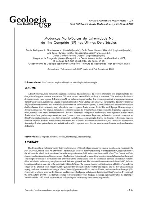 Geologia Revista Do Instituto De Geoci Ncias Usp S Rie Cient Fica Usp