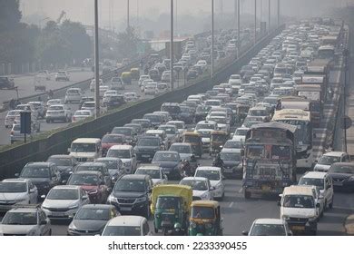 Traffic Jam On Gurugram Expressway Gurugram Stock Photo