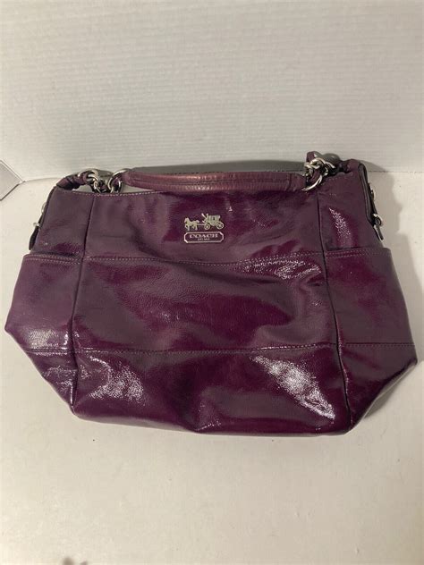 Coach Purple Madison Plum Patent Leather Handbag Gem