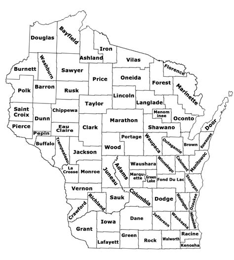 Printable Map Of Wisconsin Counties