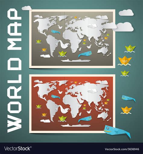 World Maps - Paper Set Royalty Free Vector Image