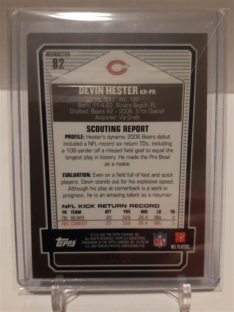 2007 TOPPS DRAFT PICKS PROSPECTS BRONZE REFRACTOR 82 DEVIN HESTER