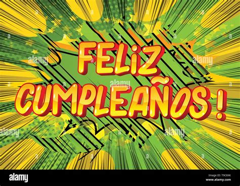 Feliz Cumpleanos Happy Birthday In Spanish Vector Illustrated