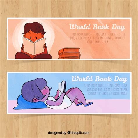 Free Vector Children Banners Reading A Book