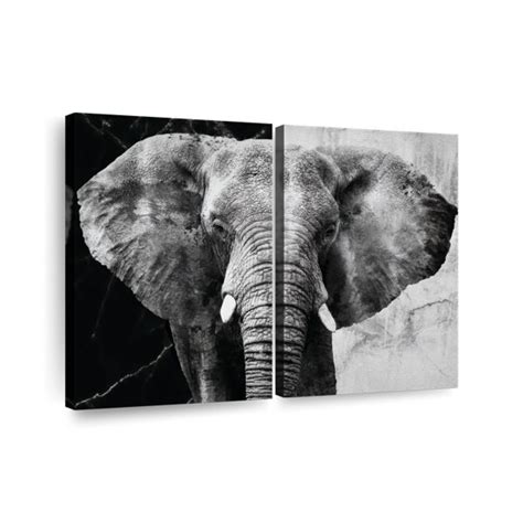 Elephant Stock Elephant Black And White Multi Piece Canvas Print On ...