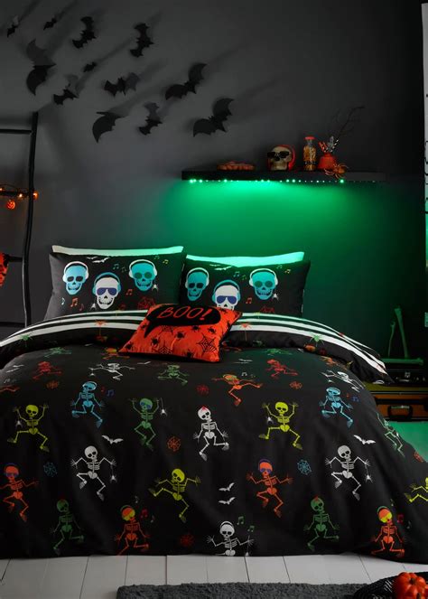 Bedlam Halloween Dancing Skeletons Duvet Cover Set Matalan