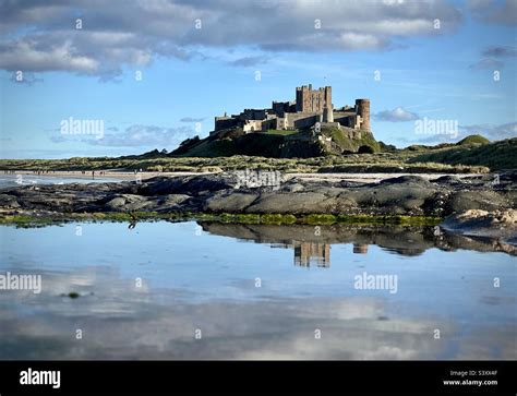 Bamburgh Castle With Reflection Stock Photo Alamy