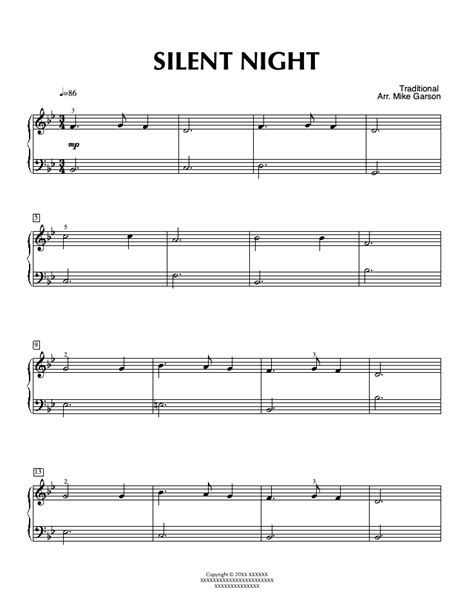 Silent Night Very Easy Level Solo Piano Mike Garson Version Traditional Piano Sheet Music