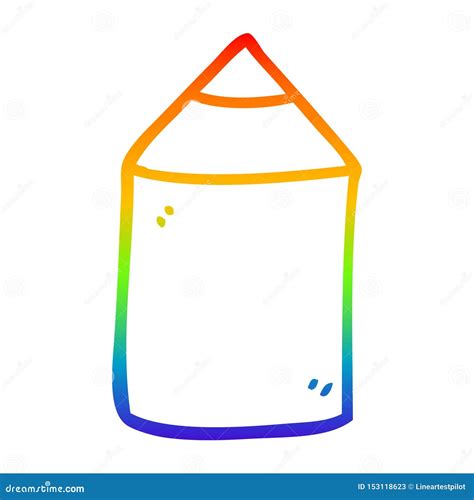 A Creative Rainbow Gradient Line Drawing Cartoon Colored Pencil Stock