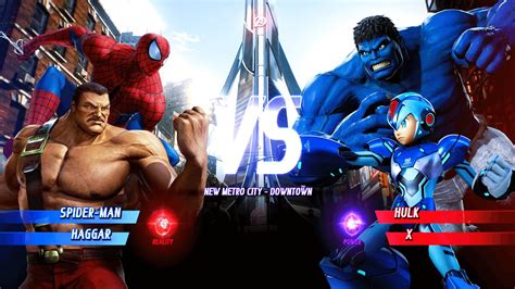 Spider Man Haggar Vs Blue Hulk X Hardest Ai Marvel Vs Capcom