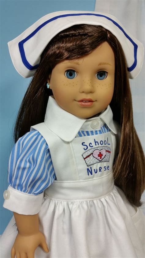 Nurse Vintage Style Embroidered Jumper Dress Blue Stripe Etsy Doll Clothes American Girl