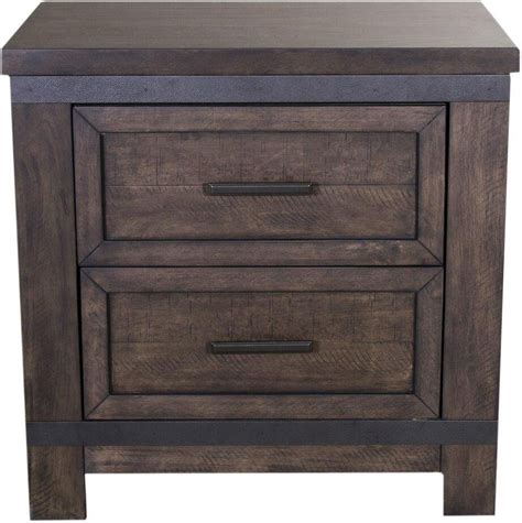 Thornwood Hills Rock Beaten Gray Two Sided Panel Storage Bedroom Set By