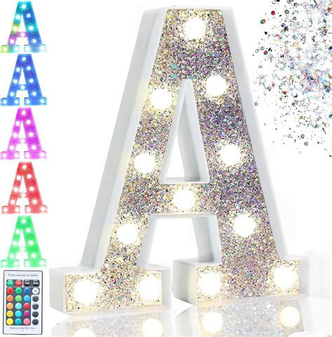 Pooqla Colorful Light Up Letters Silver LED Marquee Letter Lights