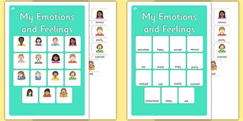 My Emotions And Feelings Vocabulary Matching Mat