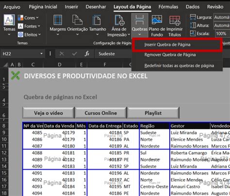 COMO APLICAR QUEBRA DE PÁGINAS NO EXCEL ExcelForever