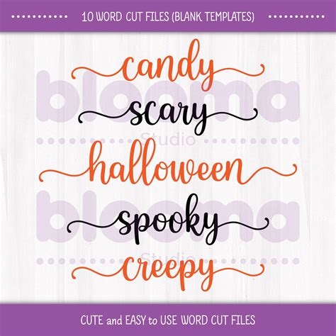 Halloween Words SVG Halloween Words PNG Halloween Word Art - Etsy