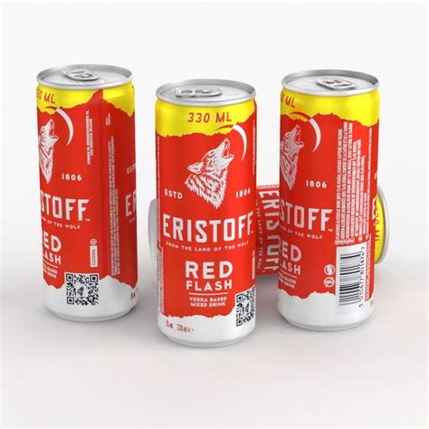 Modello 3D Alcool Can Eristoff Red Flash Vodka Drink 250ml 2022