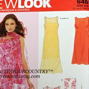 New Look 6482 Womens Pattern Sleeveless Flounce Dress W Scarf Thin