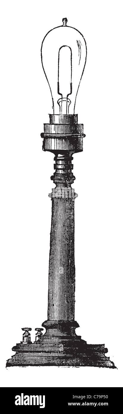 Carbon Filament Lamp By Thomas Alva Edison Vintage Engraved