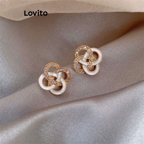 Lovito Elegant Plain Metal Earings For Women LFA09145 Lovito Anting