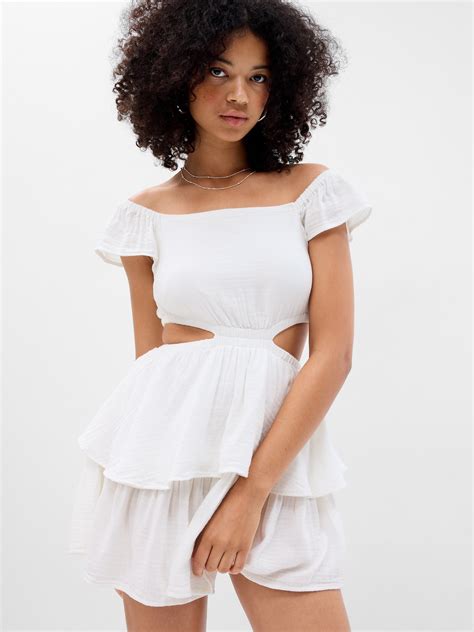 Side Cutout Ruffle Hem Mini Dress Gap