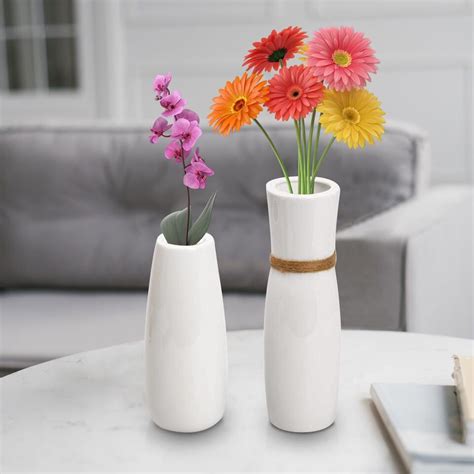 Inch Tall White Ceramic Vase Set Of Flower Vase Modern Elegant