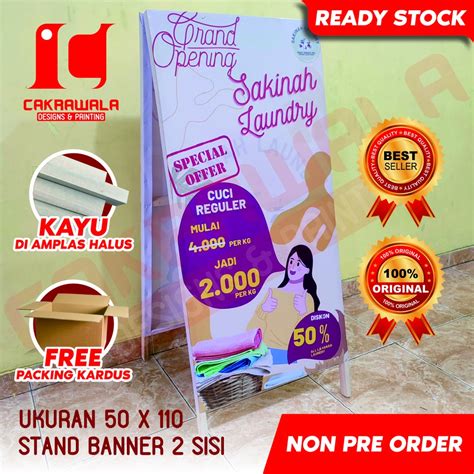 Jual STAND BANNER KAYU GRAND OPENING LAUDRY UKURAN 50 X 110 STANDING