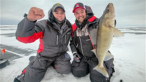 Ice Fishing Before A Winter Storm On Mille Lacs For Walleye In Depth