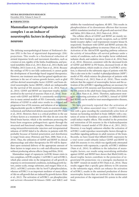 PDF Mammalian Target Of Rapamycin Complex 1 As An Inducer Of