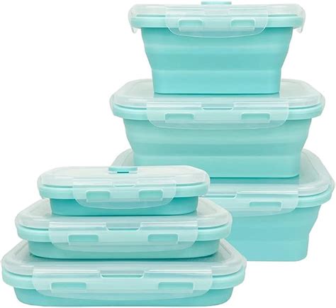 Cartints Silicone Collapsible Food Storage Containers Prepstorage Bowls With Lids