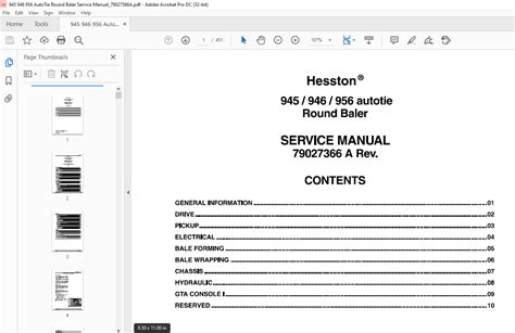 Hesston Hay Equipment 945 946 956 Autotie Round Baler Service Manual 79027366a Heydownloads