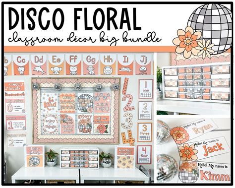 Disco Floral Classroom Decor Bundle Editable Classroom - Etsy