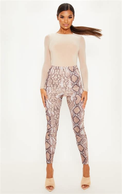 Brown Snakeskin Print Legging Prettylittlething