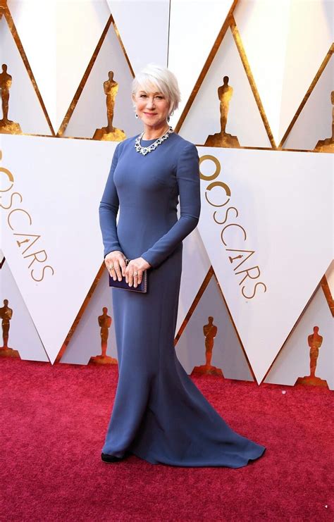 Helen Mirren Oscars 2018 In Steel Blue Fashion Celebrity Red Carpet