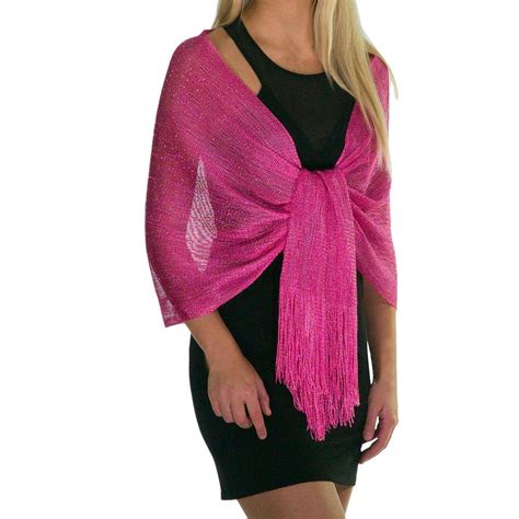 Duobla Rheane Sparkling Metallic Shawls And Wraps With Buckle For