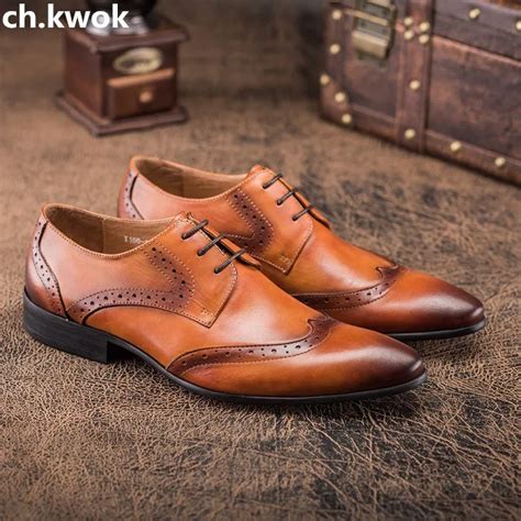 Buy Chkwok Mens Business Dress Shoes Genuine Leather Pointed Toe Mens Wedding