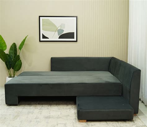 Buy Mckellen L Shape Right Aligned Corner Sofa Cum Bed Graphite Grey