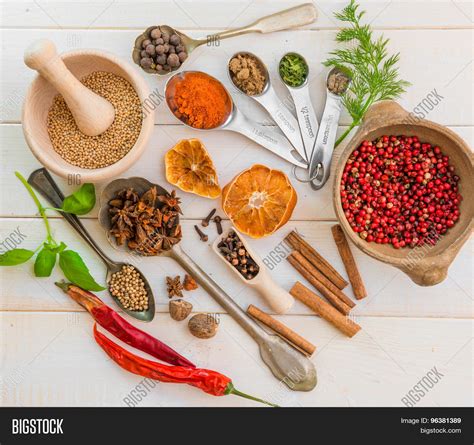 Spoons Herbs Spices On Image Photo Free Trial Bigstock