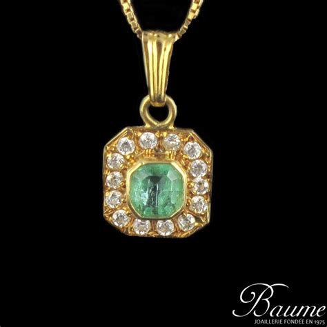 Pendentif Or Jaune Meraude Et Diamants Bijouxbaume