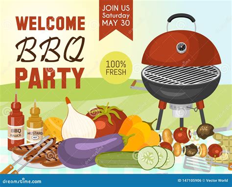 BBQ Grill Vector Sketch Illustration. Top View Objects Set, Isolated On ...