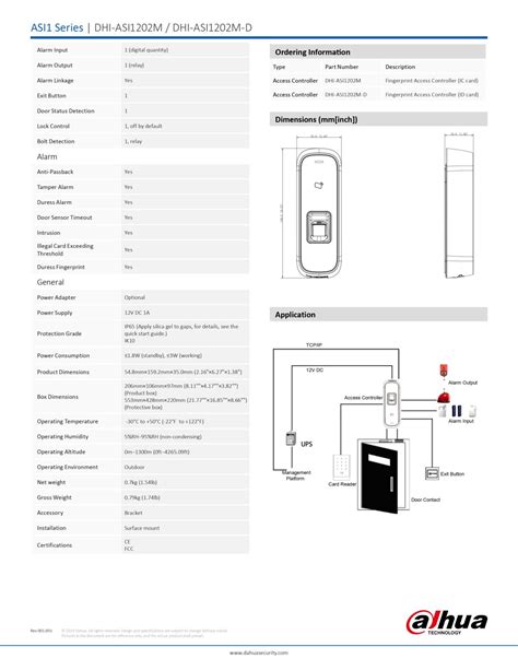 DAHUA ASI1202M Waterproof Fingerprint Standalone Mifare Card Access