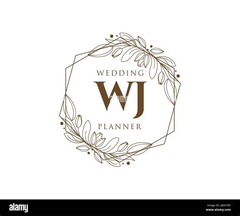 WJ Initials letra Boda monograma colección logotipos mano dibujado