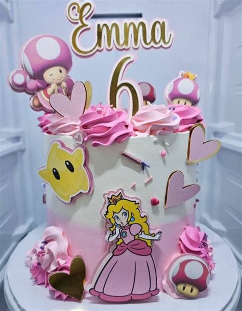 Princess Peach Cake Topper Princess Mario Bros Cake Topper Etsy