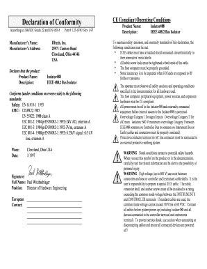 Fillable Online Declaration Of Conformity Mccdaqcom Fax Email Print