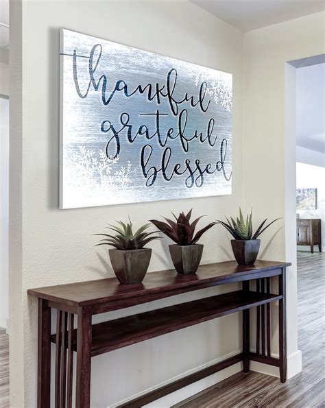 Christian Wall Art Thankful Grateful Blessed V6 Wood Frame Ready To