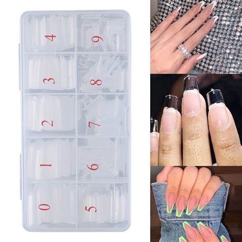 Extra Long C Curve Half Cover Nail Tips Sunbem Clear 500pcs Xxl Long